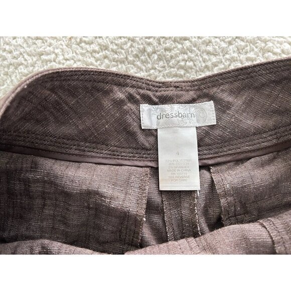 Dressbarn Trouser Pants Brown Textured Mid Rise Flared Leg Size 4 - Picture 7 of 12